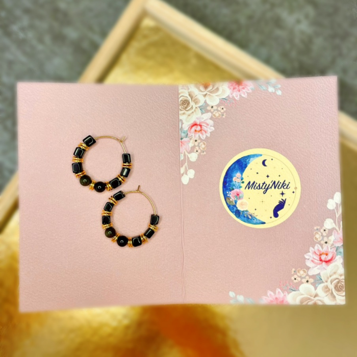 Boucles d'oreilles en obsidienne noire