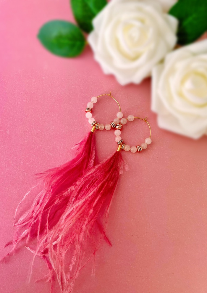 Boucles d'oreilles en quartz rose
