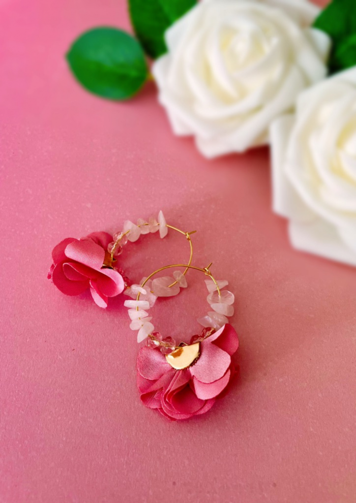 Boucles d'oreilles en quartz rose