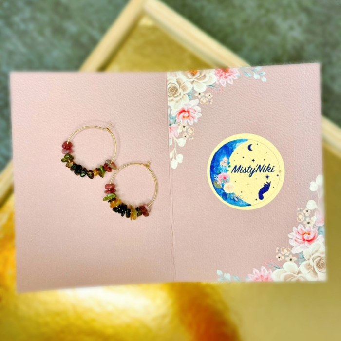 Boucles d'oreilles en tourmaline multicolore