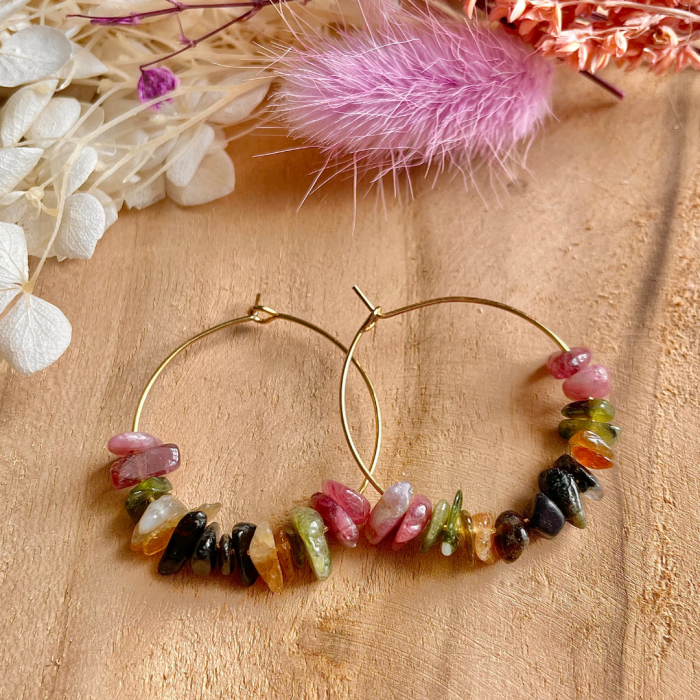 Boucles d'oreilles en tourmaline multicolore – Image 2