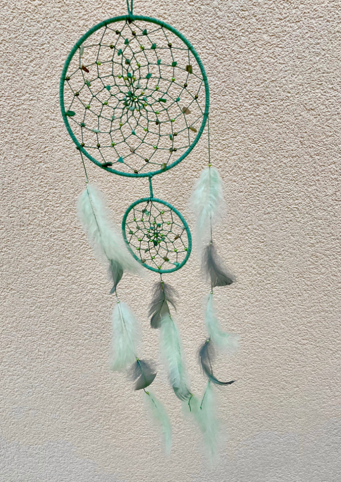 Attrape rêve verte avec amazonite (fait main)