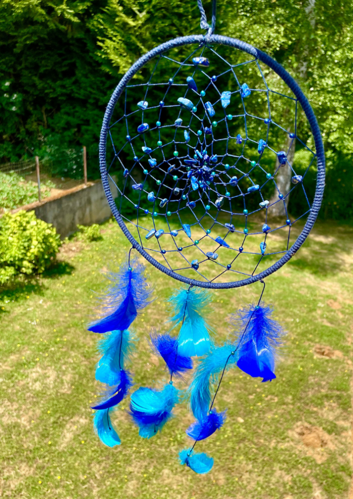 Attrape rêve bleue avec lapis-lazuli (fait main) – Image 2